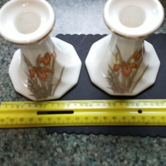 Candle Sticks 1 Pair Fine China Japan - Picture 5 of 5